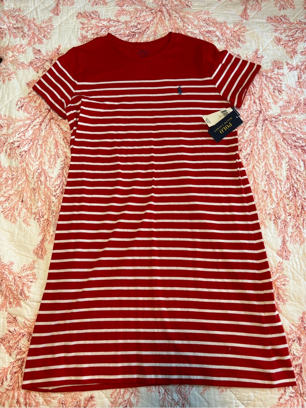 Ralph Lauren Red and White Striped Tee Dress